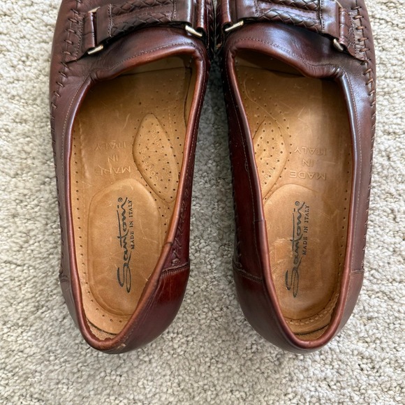 Santoni WALNUT Leather Braided Loafers Made in Italy MEN 10.5 D 441954 LUXURY main image 11
